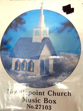 Mary Maxim Needlepoint Church Music Box Kit No. 27103 Exclusive Needlecraft